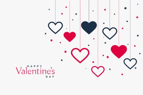 Stylish Hanging Hearts Background For Valentines Day