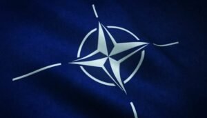 Closeup Shot Waving Flag North Atlantic Treaty Organization With Interesting Textures