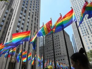 Regenbogen Fahnen Rockfeller Plaza