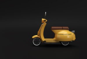 3d Render Classic Motor Scooter Side View On A Black Background