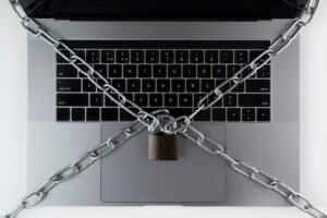 Flat Lay Laptop With Lock Chain