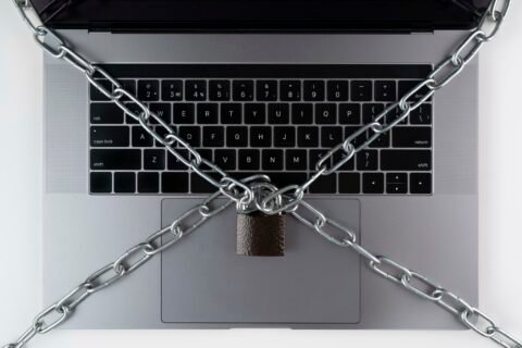 Flat Lay Laptop With Lock Chain