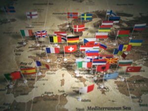 European Union Map With Flags Of Countries Europe