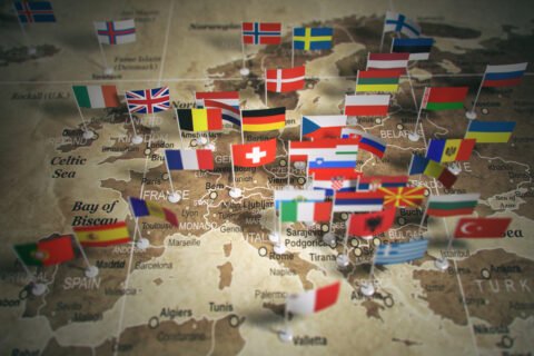 European Union Map With Flags Of Countries Europe