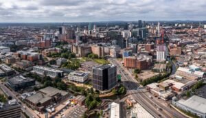 Aerial View Of A Birmingham Cityscape Skyline Wit 2023 11 27 04 53 56 Utc