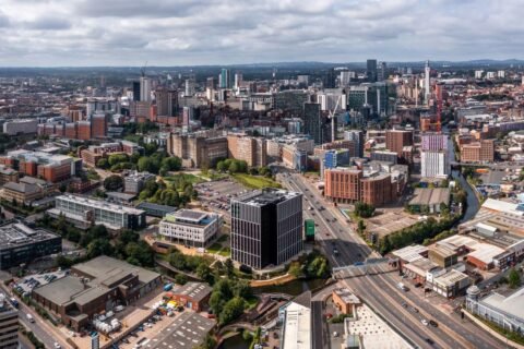 Aerial View Of A Birmingham Cityscape Skyline Wit 2023 11 27 04 53 56 Utc
